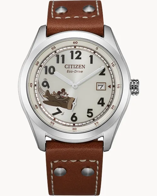 Mickey Aviator Ivory Dial Leather Strap BV1088-08W | CITIZEN Mickey Aviator Ivory Dial Leather Strap BV1088-08W | CITIZEN